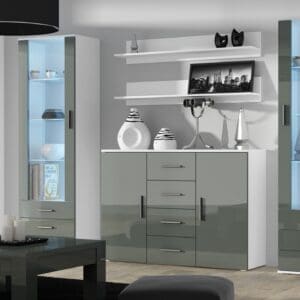 Obývací stěna BRNO 3F bílá / šedý lesk