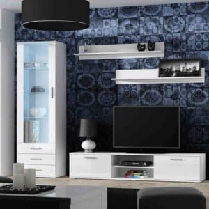 Obývací stěna BRNO 4A bílá / bílý lesk