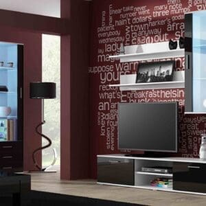 Obývací stěna BRNO 6B bílá / černý lesk