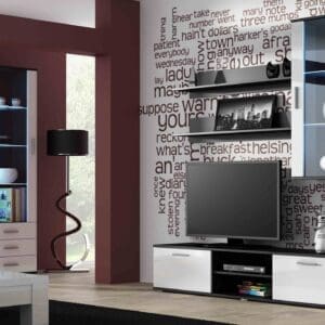 Obývací stěna BRNO 6C černá / bílý lesk