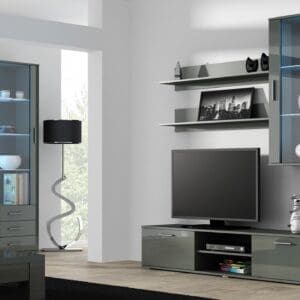 Obývací stěna BRNO 6H šedá / šedý lesk