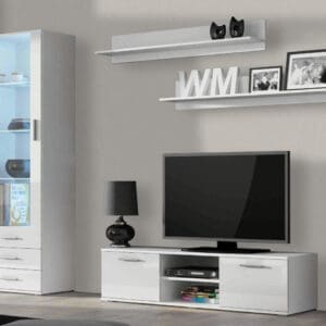 Obývací stěna BRNO 7A bílá / bílý lesk