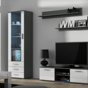 Obývací stěna BRNO 7G šedá / bílý lesk