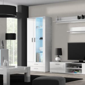 Obývací stěna BRNO 9A bílá / bílý lesk