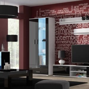 Obývací stěna BRNO 9B bílá / černý lesk