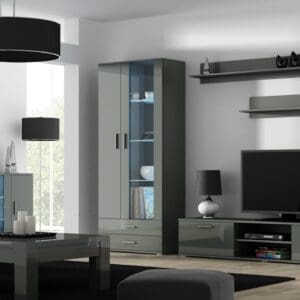 Obývací stěna BRNO 9H šedá / šedý lesk