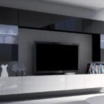 Obývací stěna CALABRIA 1 černá / bílý lesk