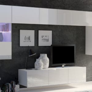 Obývací stěna CALABRIA 2 bílá / bílý lesk