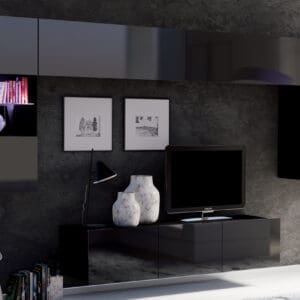 Obývací stěna CALABRIA 2 černá / černý lesk