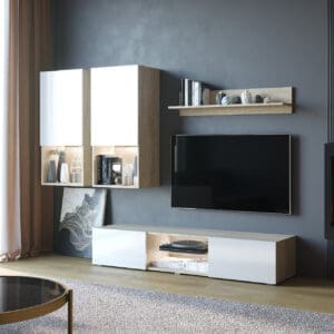 Obývací stěna DECO dub sonoma / bílý lesk