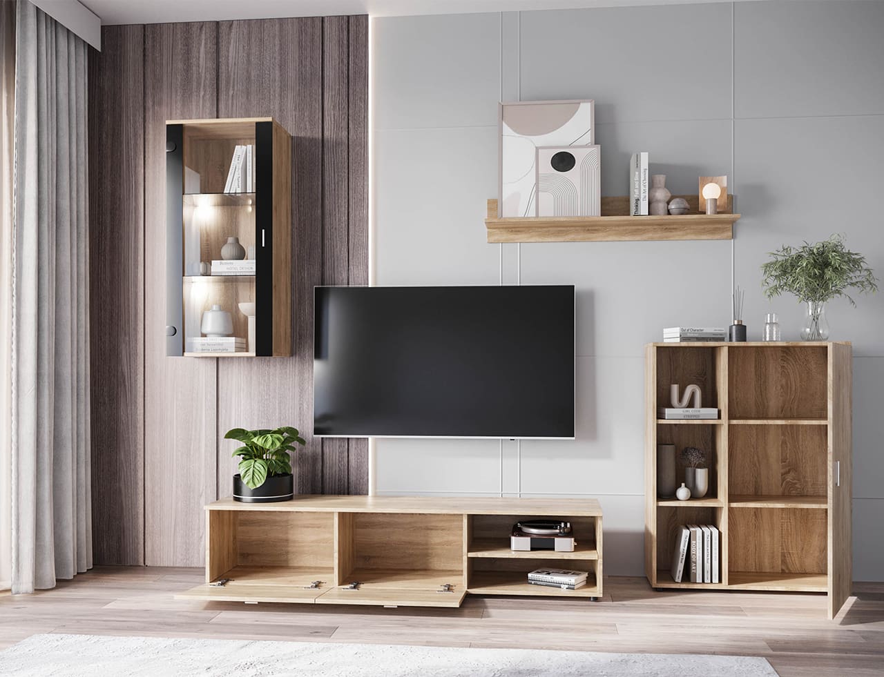 Obývací stěna DOMI sonoma - Obrázek 2