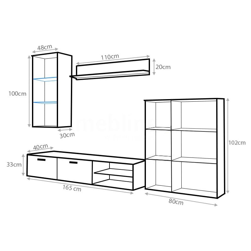 Obývací stěna DOMI sonoma - Obrázek 3