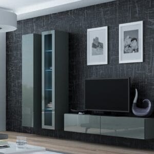 Obývací stěna GOVI GREY 10C šedá / šedý lesk