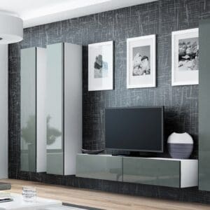 Obývací stěna GOVI GREY 14A bílá / šedý lesk