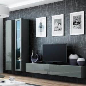 Obývací stěna GOVI GREY 2C šedá / šedý lesk