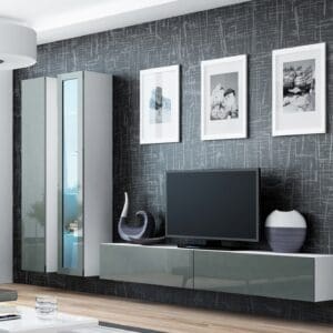 Obývací stěna GOVI GREY 3A bílá / šedý lesk