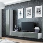 Obývací stěna GOVI GREY 4A bílá / šedý lesk