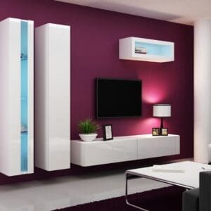 Obývací stěna GOVI NEW 2A bílá / bílý lesk