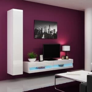 Obývací stěna GOVI NEW 9A bílá / bílý lesk