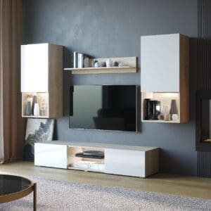 Obývací stěna VERO dub sonoma / bílý lesk