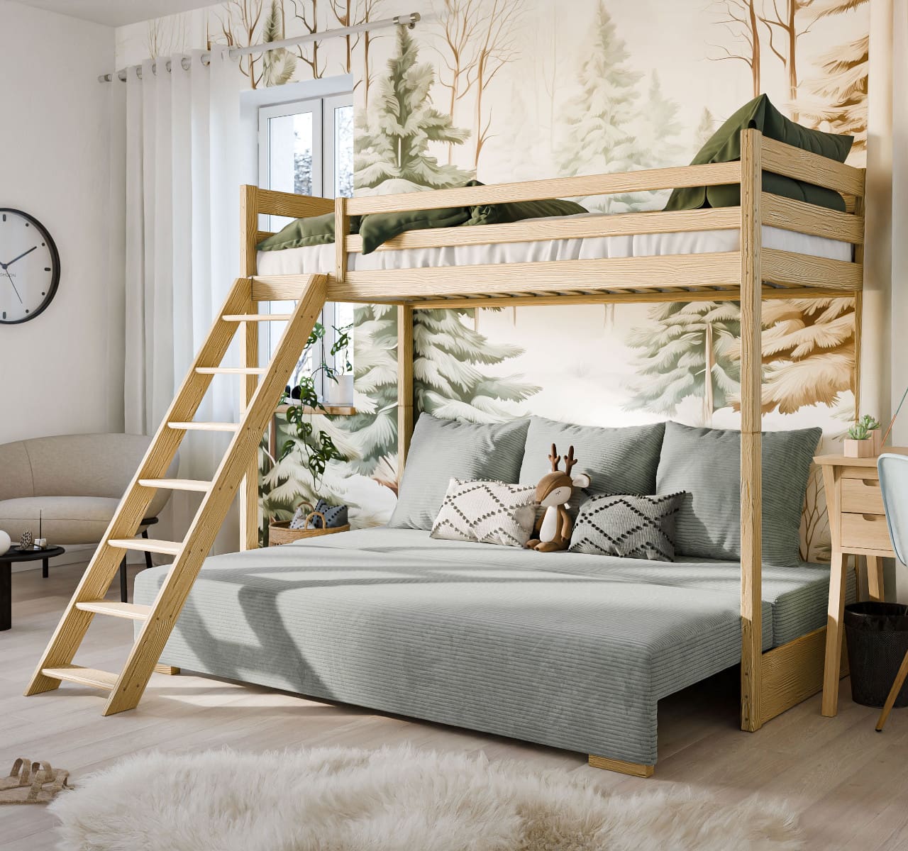 Patrová postel s gaučem FINO borovice zoom 15 - Obrázek 3