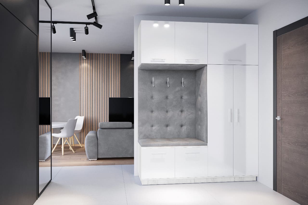 Předsíňová stěna levá CREON 2 craft bílý / bílý lesk - Obrázek 4