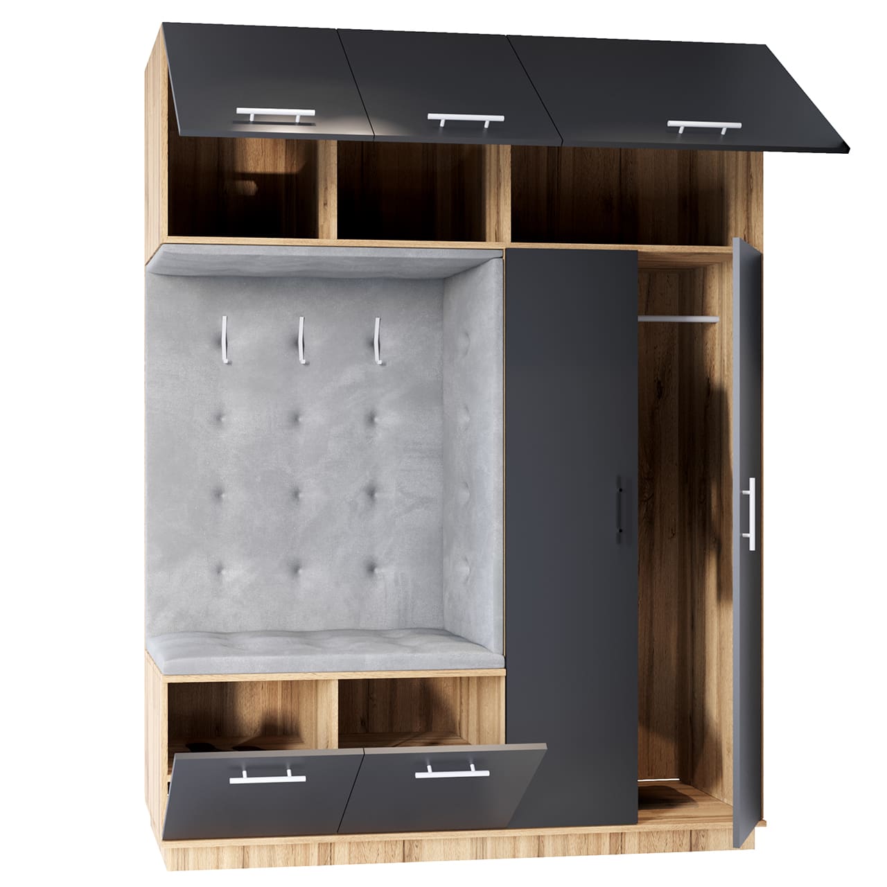 Předsíňová stěna levá CREON 2 dub wotan / černá - Obrázek 2