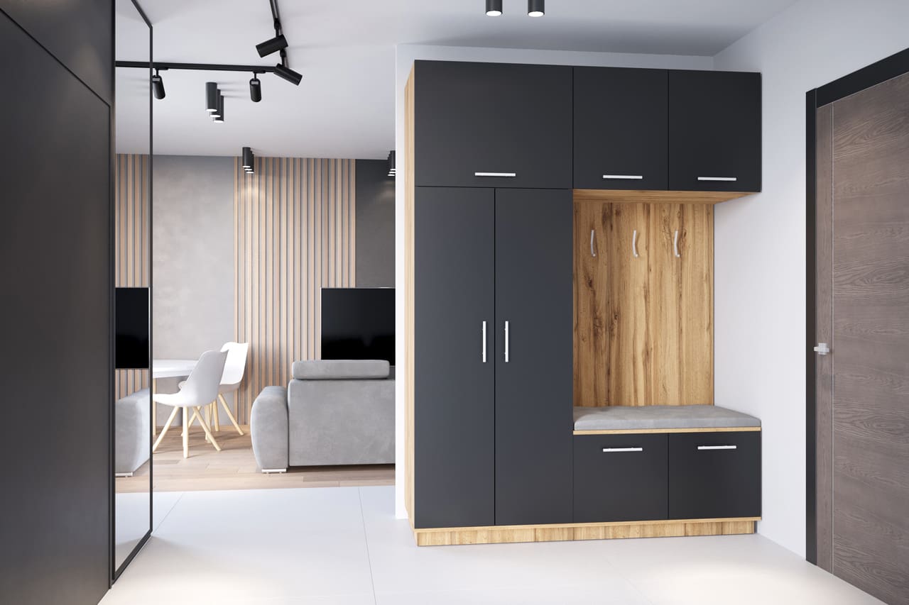 Předsíňová stěna pravá CREON 1 dub wotan / černá - Obrázek 4