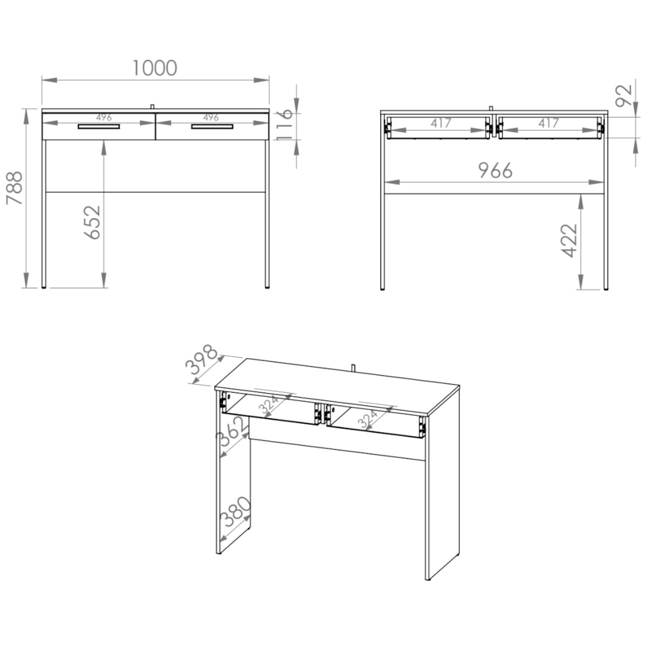 Psací stůl SHINE 04 bílý lesk - Obrázek 3