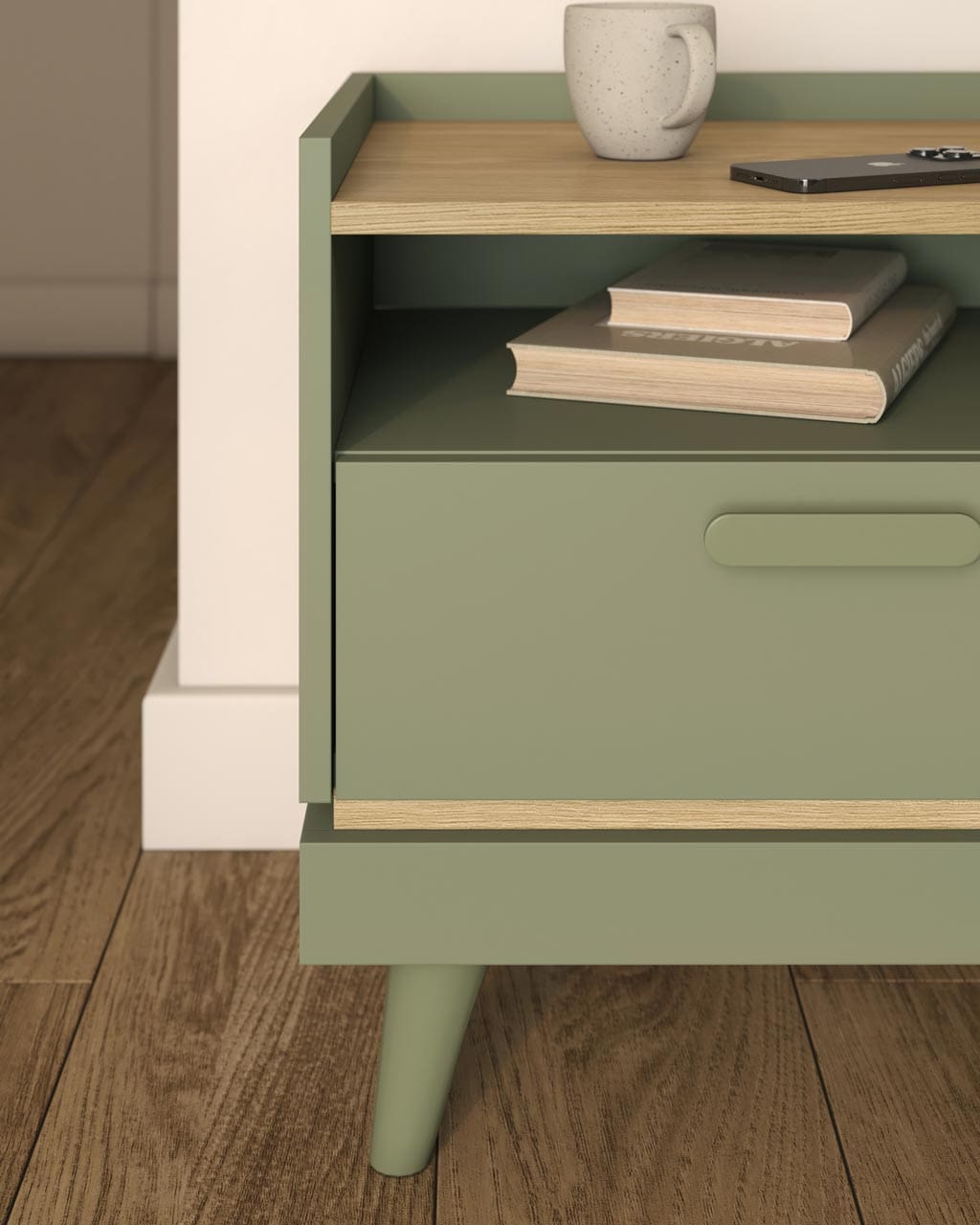 Skříň s šuplíky CANDIS 20 zelená / dub olejový - Obrázek 5