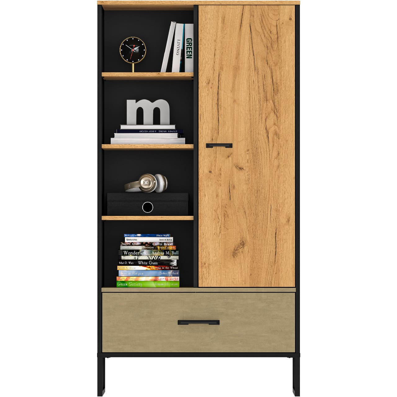 Regál CLINT 04 dub craft zlatý / černý / prémiová ocel - Obrázek 2