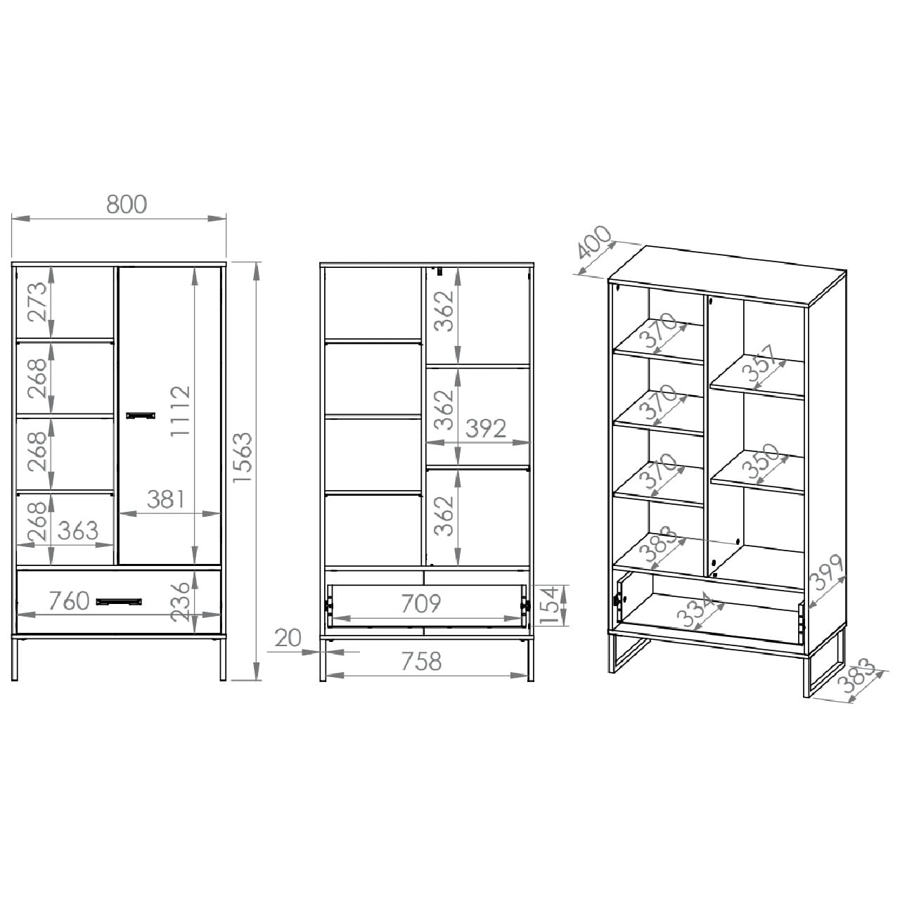 Regál CLINT 04 dub craft zlatý / černý / prémiová ocel - Obrázek 4