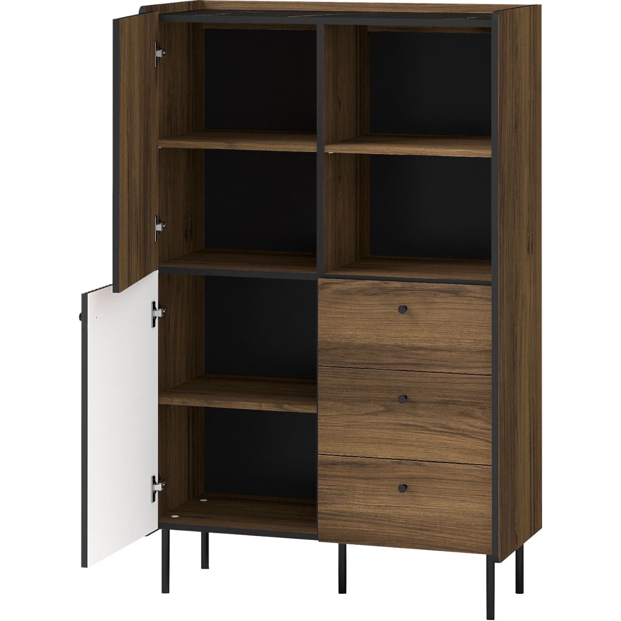 Regál PRESTI 04 ořech warmia / san sebastian / černý - Obrázek 2