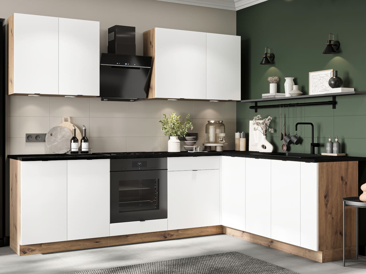 Rohová horní skříňka WNP ELLEN 24 dub artisan / bílá - Obrázek 3