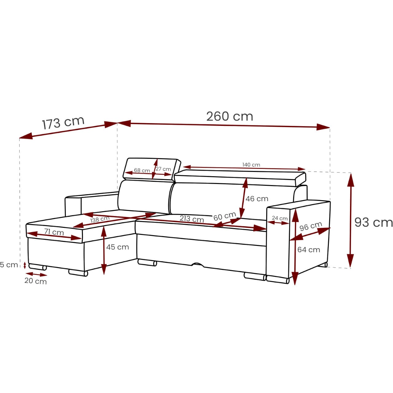 Rohová sedačka PASARO camelia 17158 levá - Obrázek 10