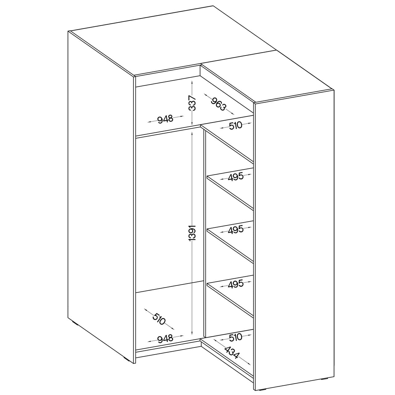 Rohová skříň ELENI 2D sonoma - Obrázek 3
