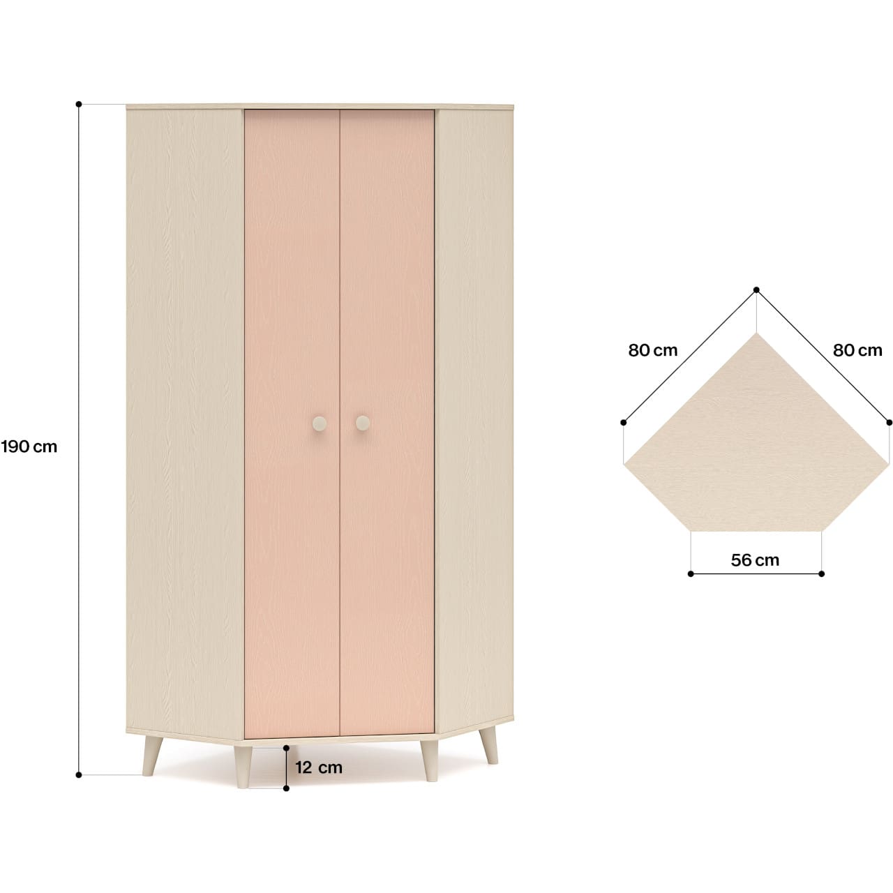 Rohová skříň EVE 01 pouštní písek / millenial pink - Obrázek 4