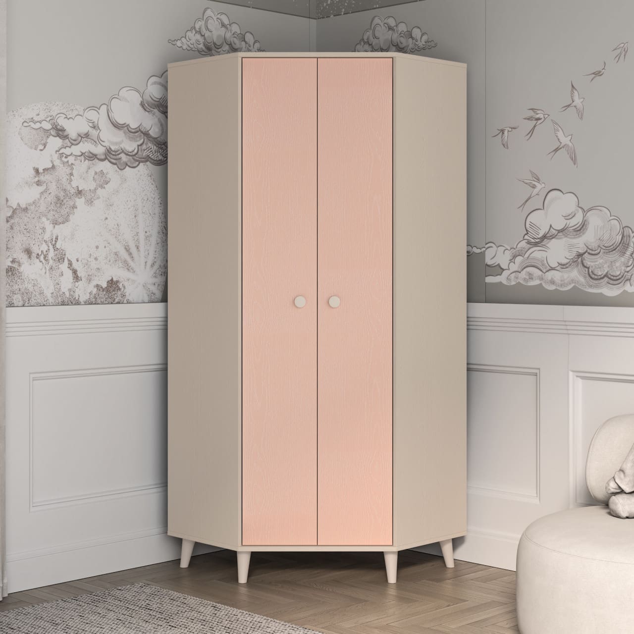 Rohová skříň EVE 01 pouštní písek / millenial pink - Obrázek 5