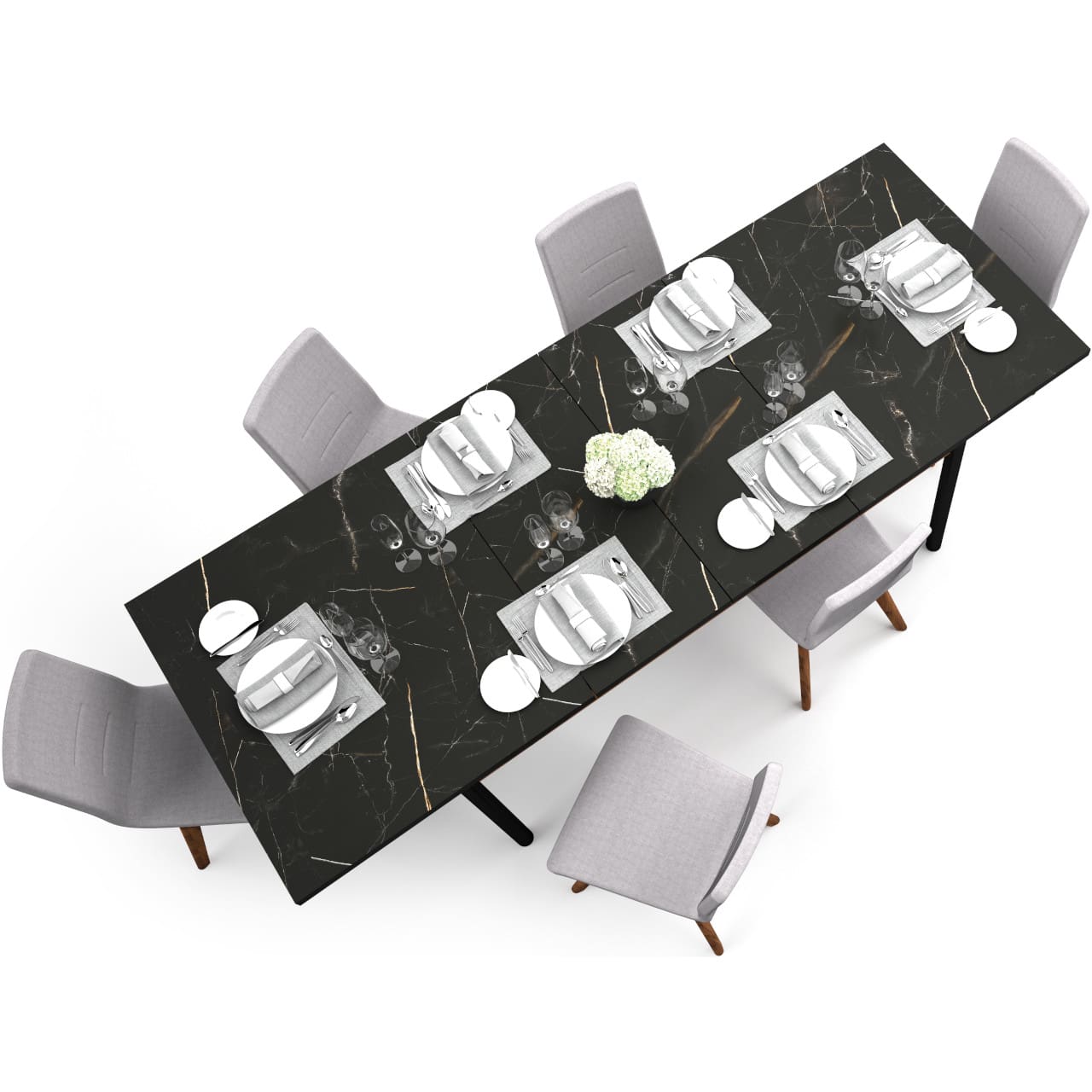 Rozkládací stůl PRESTI 14 ořech warmia / san sebastian / černý - Obrázek 3