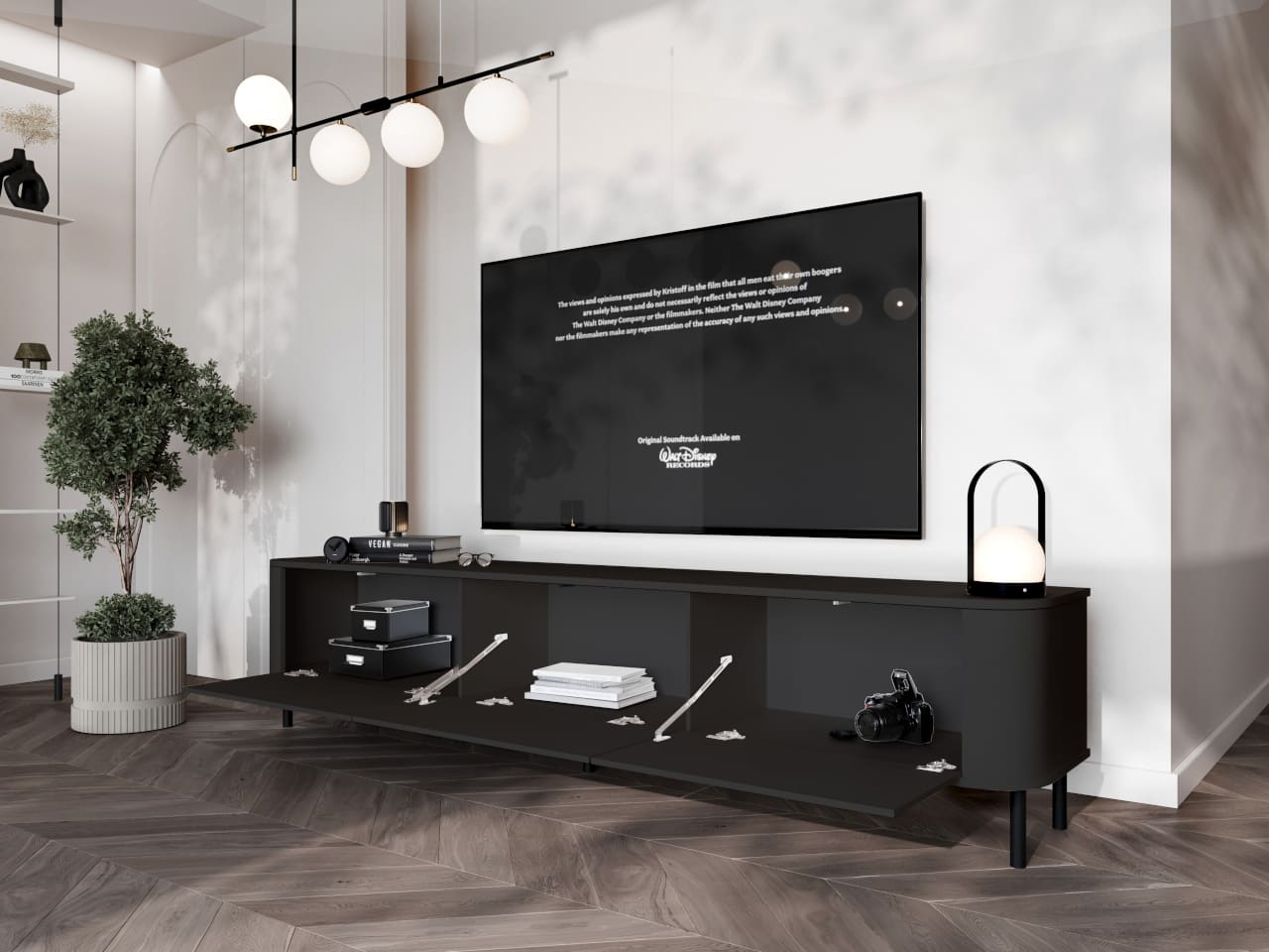 RTV komoda AZELIO 215N černá - Obrázek 5