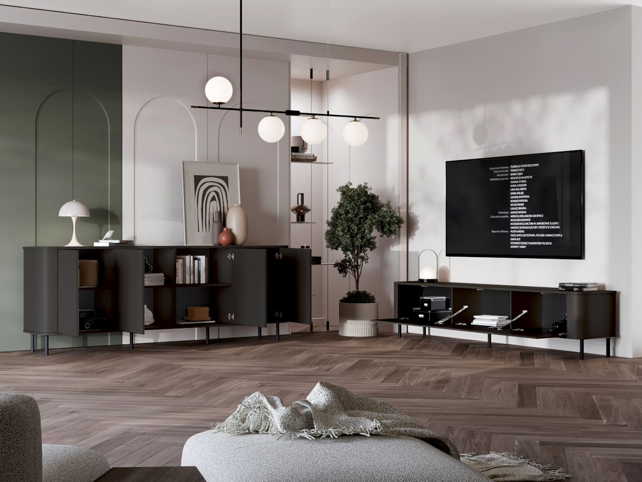 RTV komoda AZELIO 215N černá - Obrázek 7