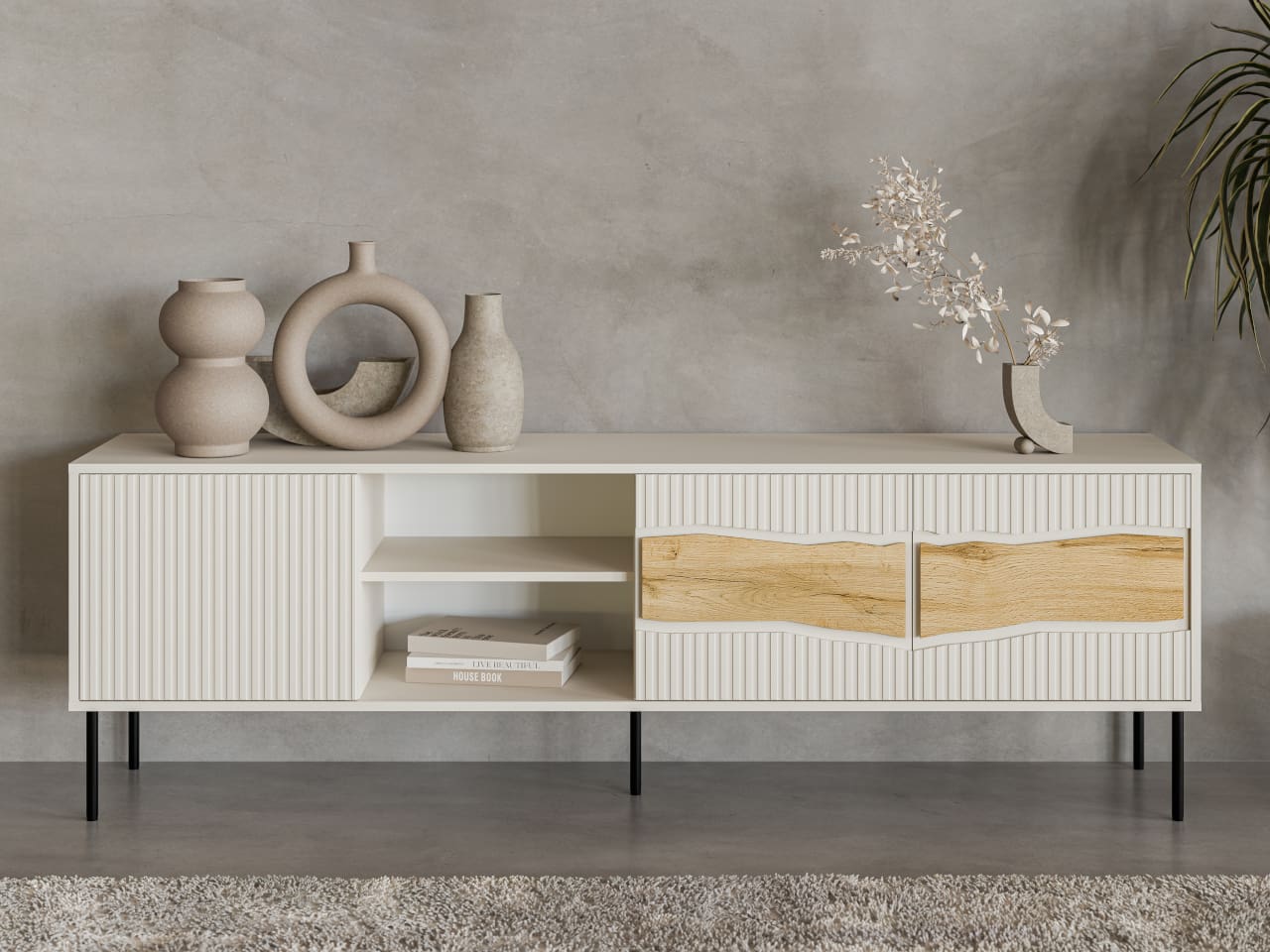 RTV komoda CONTE 190 3D1W kašmír / dub wotan - Obrázek 5