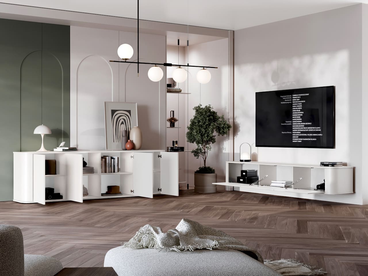 RTV komoda závěsná AZELIO 215 bílá - Obrázek 7