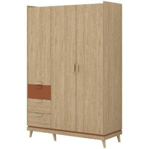 Šatní skříň s šuplíky CANDIS 19 dub olejový / cihlový