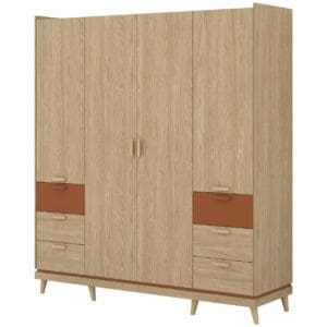 Šatní skříň s šuplíky CANDIS 20 dub olejový / cihlový