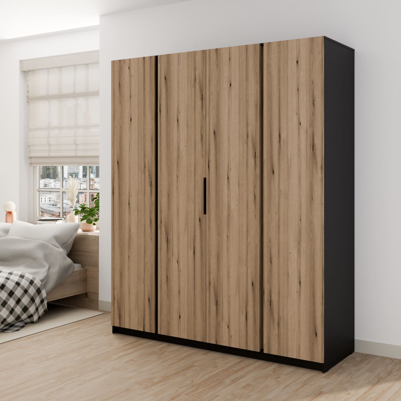 Skříň 200cm KAYA 07 černá / dub evoke - Obrázek 4