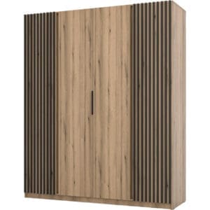 Skříň 200cm KAYA 11 dub evoke / dub evoke / černá