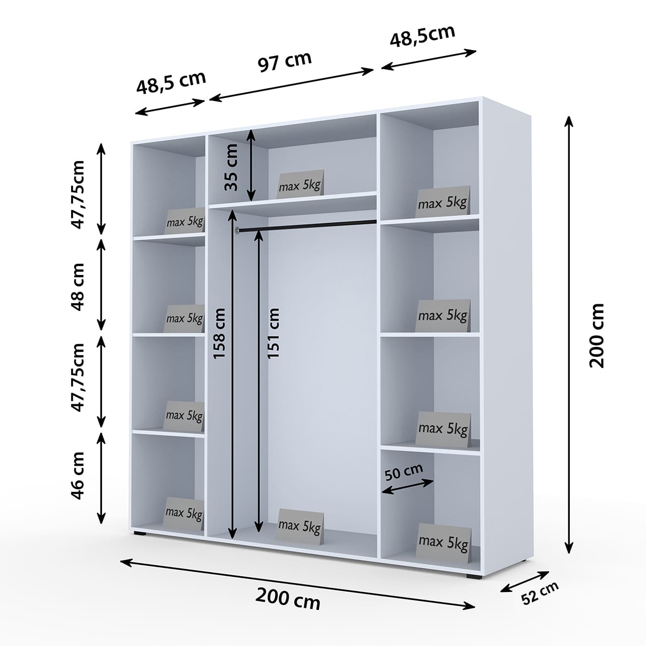 Skříň ACATI 200 černá - Obrázek 2