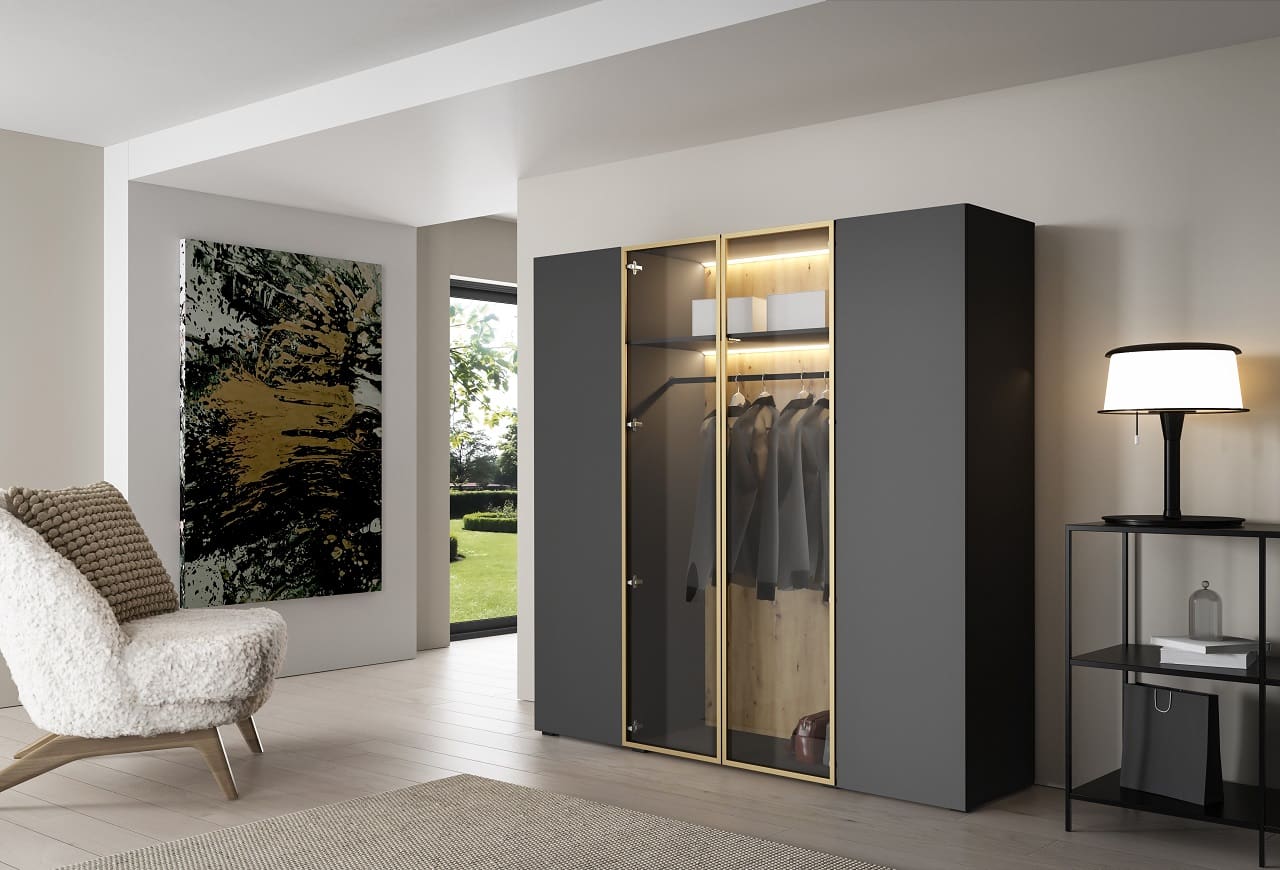 Skříň ACATI 200 černý / antracit / zlatý - Obrázek 3