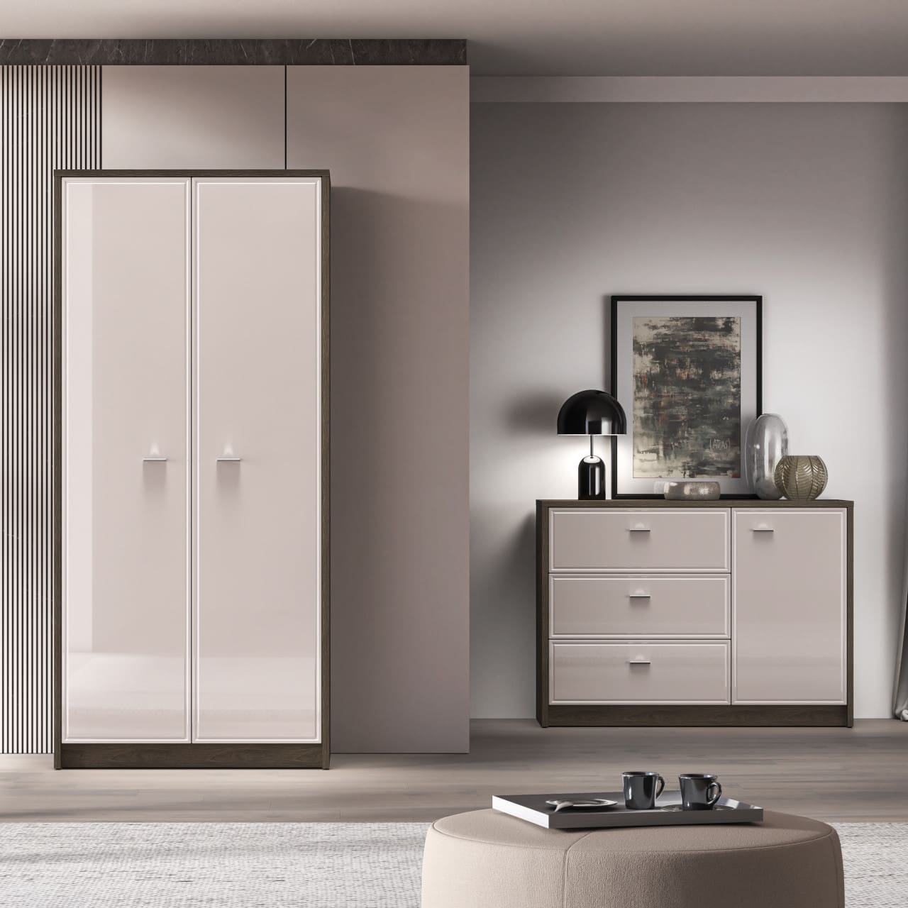 Skříň AVANTI 01 dub windmill tmavý / kašmír - Obrázek 7